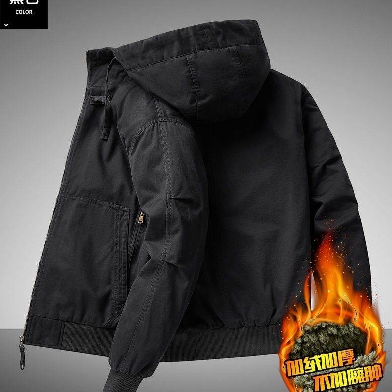 美式工装棉服男士冬季潮牌连帽加厚棉袄羊羔绒棉衣外套男N1甲板服