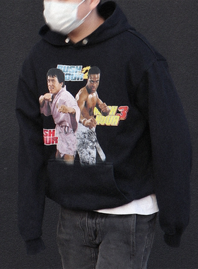 darceyes尖峰时刻成龙Vintage复古人像美式水洗帽衫