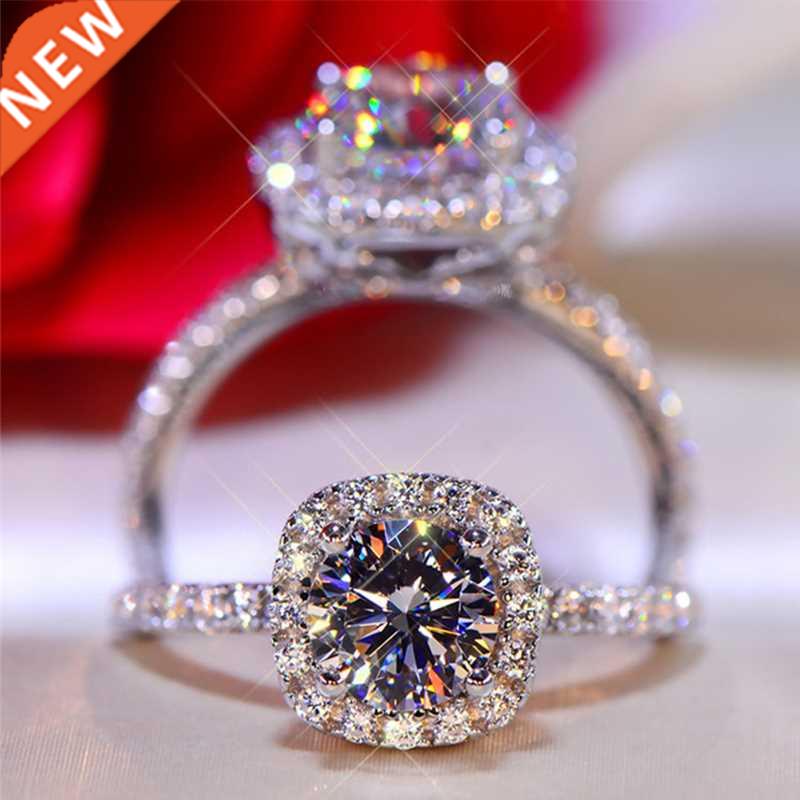 100% Moissanite Rings 1CT 2CT CT Brilliant Diamond Halo Eng