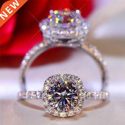 100% Moissanite Rings 1CT 2CT CT Brilliant Diamond Halo Eng