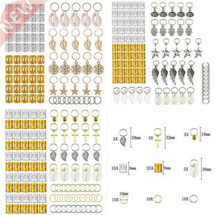 80/90/100pcs Metal African Hair Rings Beads Cuffs Tubes Char