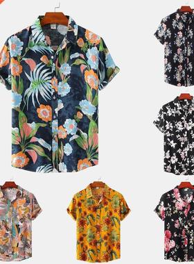 Men's Shirt Summer 2022 New Hawaiian Shirt Man Print Beach P