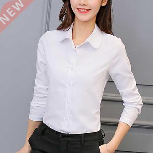 Korean Women Cotton Shirts White Shirt Women Long Sleeve Shi