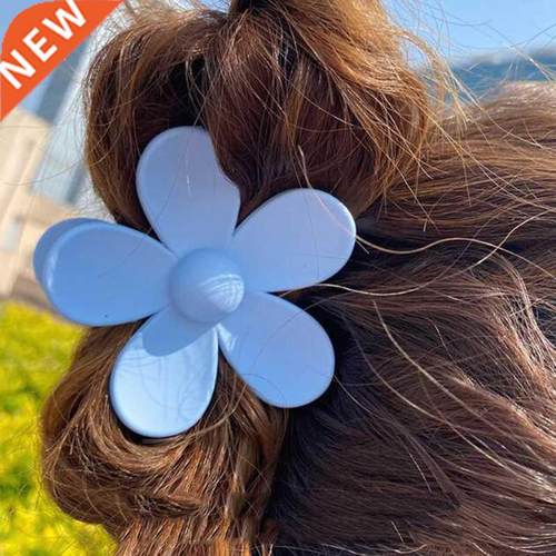 2022 Fashion Big Blue Flower Plastic Hair Claws Pink Acryli