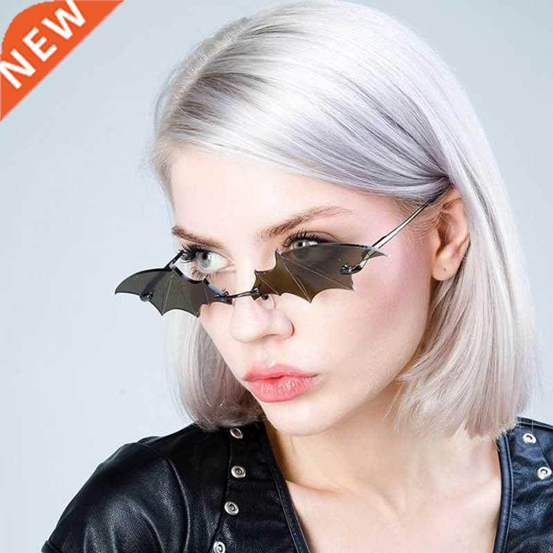 Fashion Rimless Men Sunglasses Women ndy Bat Shaped Sun Glas