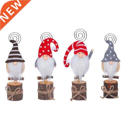4pcs/set Christmas Swedish Gnome Santa Photo Clip Stand