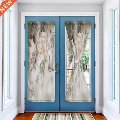 Plant Dream Rose Flower Butterfly Door Curtains for Living