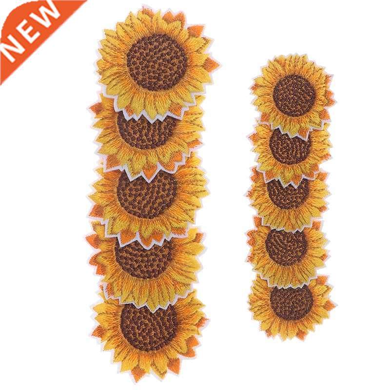 5pcs/lot  Embroidered Sunflower Patch Iron On Sew On Flow