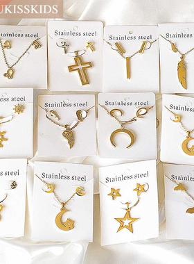 LUXISSKIDS Stainless Steel Women's Earrings And Necklaces Je