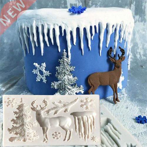 New Silicone Cake Mold Christmas Reindeer Form Fondant