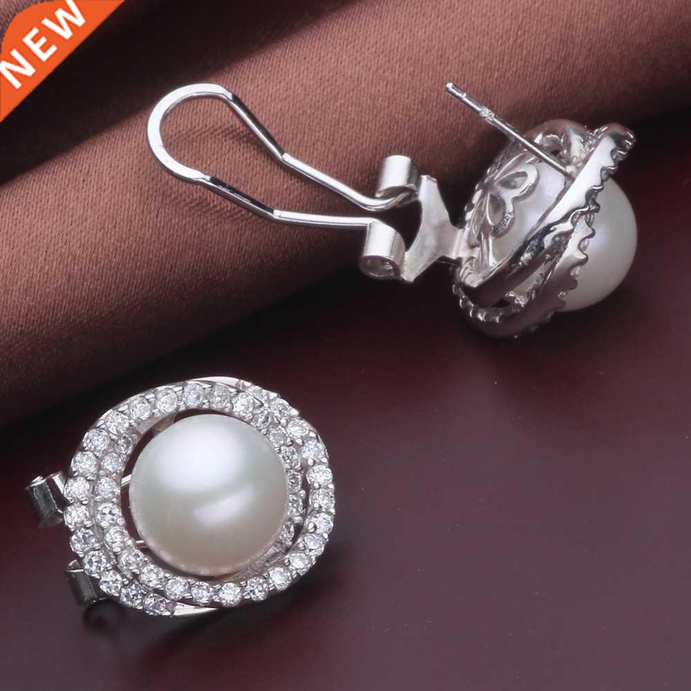 Wedding Natural Clip Pearl Earrings For Women White Big 925