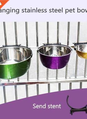 Stainless Steel Pet Hanging Bowl With Dish Rack Can Hang
