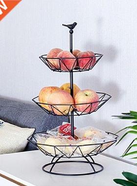 Household 3 layer fruit plate countertop metal fruit basket