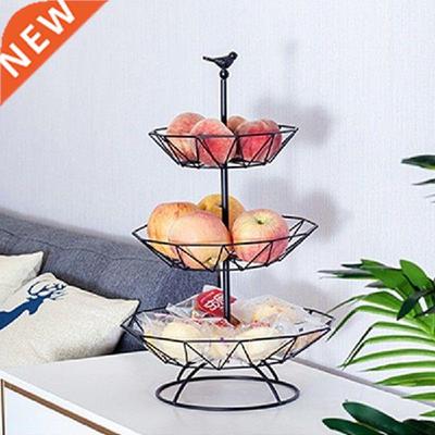Household 3 layer fruit plate countertop metal fruit basket
