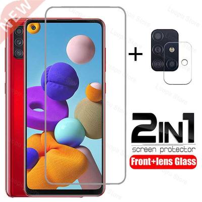 2 in 1 tempered glass for samsung a21s a21 a51 a71 a31 a41 a