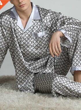 Mens Stain Silk Pajama Sets Pajamas Men Sleepwear Modern Sty