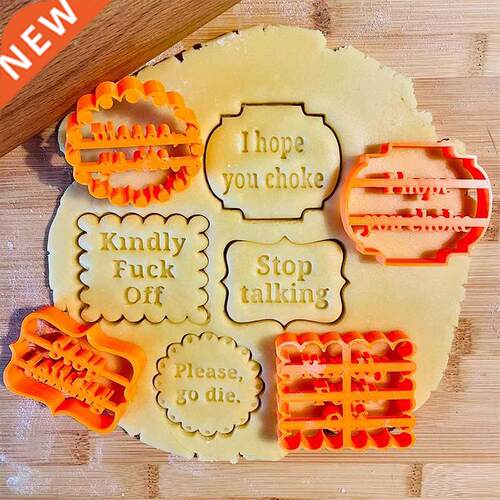 4Pcs Cookie Cutters Molds with Good Wishes Cookie Stamp Past