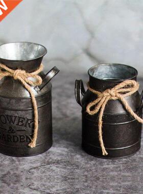 Metal Iron Decorative Vintage Rustic Vase Milk Can Country J