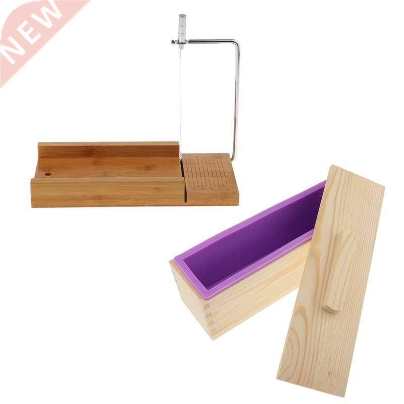 Wooden Box, Silicone Soap Loaf Mold and Soap Cutter Wire Sli