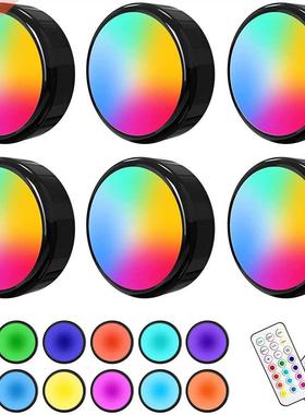 Remote Control LED Puck Lights Dimmable RGBW 13 Colors Kitch