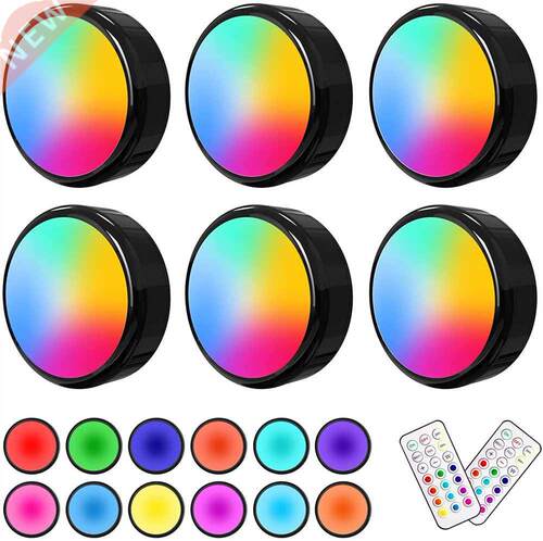 Remote Control LED Puck Lights Dimmable RGBW 13 Colors Kitch