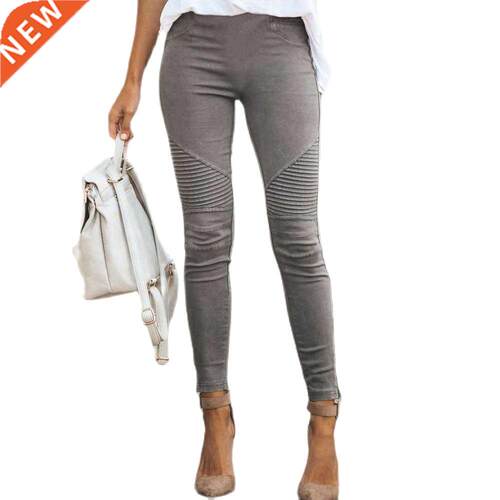 Women Autumn Trousers High Waisted Pant Women Office Gray Ch