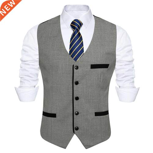 Casual Slim Wedding Men's Suit Vests Slim Fit Gray Men Waist