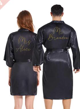 perosonalized satin robe men MRS MR matching couple kimono c