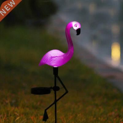 Solar Power Pink Flamingo Lawn Light Decoration Garden Stak