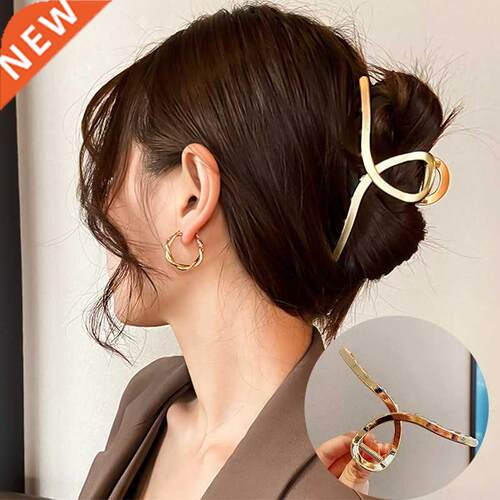 2022 New Women Elegant Gold Silver Hollow Geometric Metal Ha