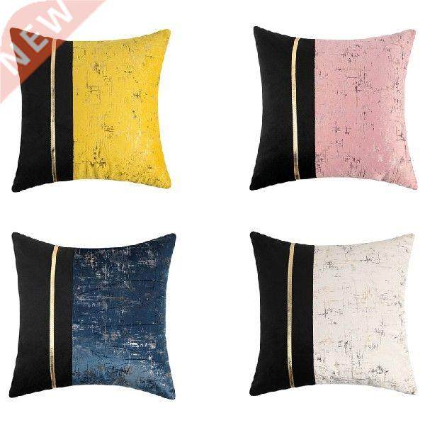 patchwork velvet pillow cover with striped cushion case for
