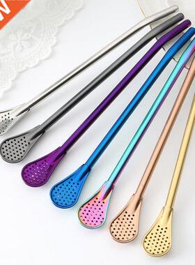 Stainless Steel Drinking Straw Spoon Tea Filter Mate Tea Str