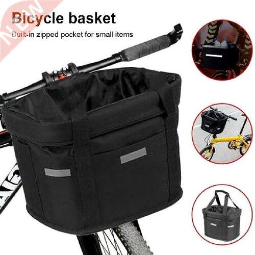 Bicycle Handlebar Basket Folding Front Frame Outdoor Bags
