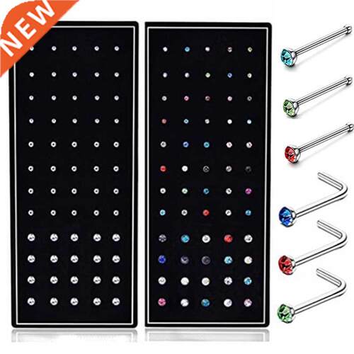 40/60 Piece/Set Stainless Steel L Shape Nose Stud Pack 20G C