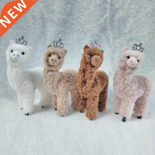 Cute Alpaca Ornament Plastic Artificial Wool Table Tesktop