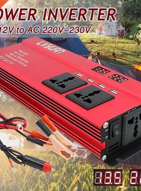 6000W Solar Car Power Inverter LED DC12/24V to AC110/220V Si