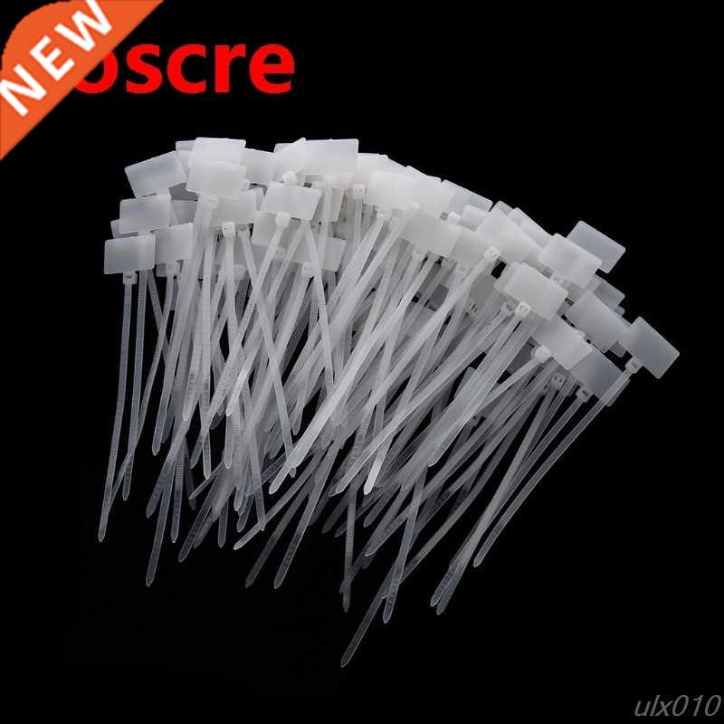 100pcs White Plastic Nylon Mark Tags Label Sticker Cable Zip