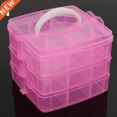 3 Layers 18 Compartments Clear Storage Box Container Jewelry