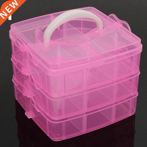 3 Layers 18 Compartments Clear Storage Box Container Jewelry