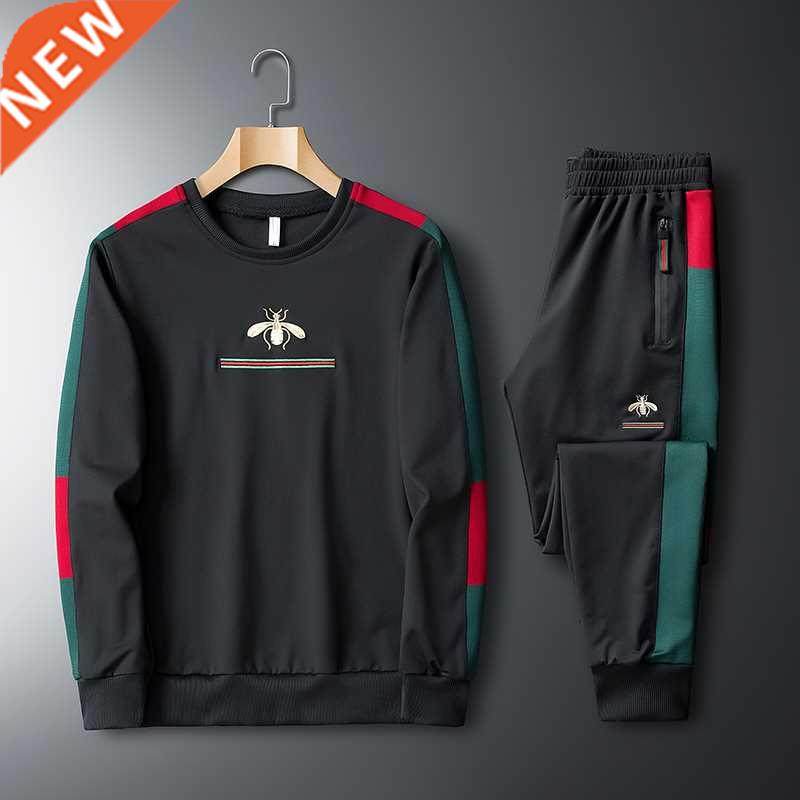 new elastic casual embroidered long sleeve o-neck suit fitne