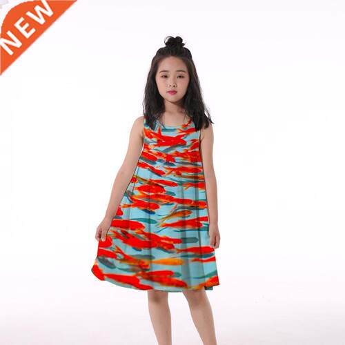 Summer dress new ocean fish pattern d digital printing girl