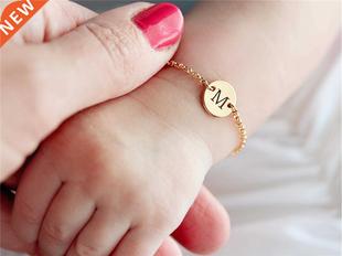 Cursive Initial Bracelet Stainless Steel Tiny Letter Persona