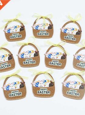 2pc Easter Wood Decorative Ornament Home Printed Easter Eggs