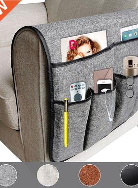 Sofa Armrest Organizer With 6 Pockets Remote Holder On