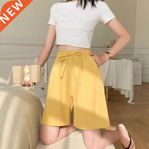 Women shorts 2021 Summer Casual Solid Cotton Linen shorts hi