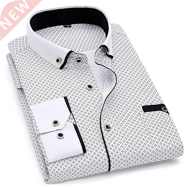 2022 Men Fashion Casual Long Sleeved Printed Shirt Slim Fit