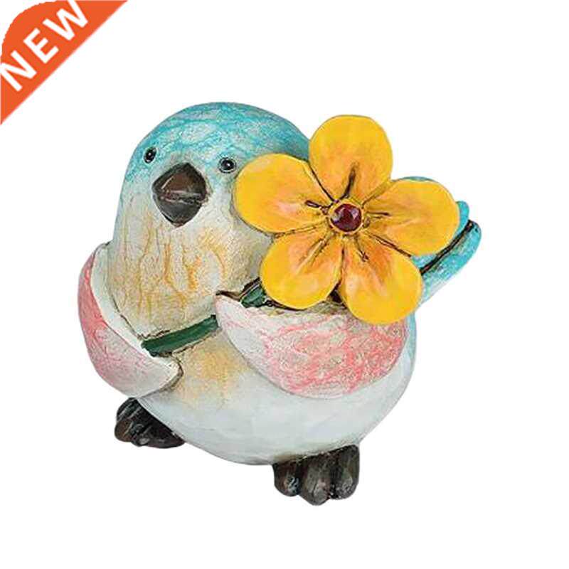 AT69 -Garden Statues Colorful Bird with Flower Statue图片