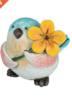 AT69 -Garden Statues Colorful Bird with Flower Statue