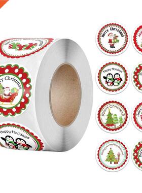 50-500Pcs Merry Christmas Stickers Cute Animals Snowman es D