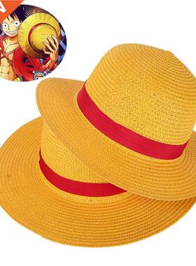 Boy Girl One Piece Cap Straw Hat Neck String Luffy Flat Hats